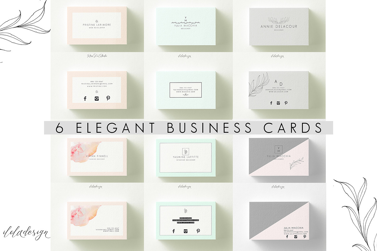 6 Elegant Business Cards-Bundle, a Business Card Template by iloladesign (Photo 1 of 13)