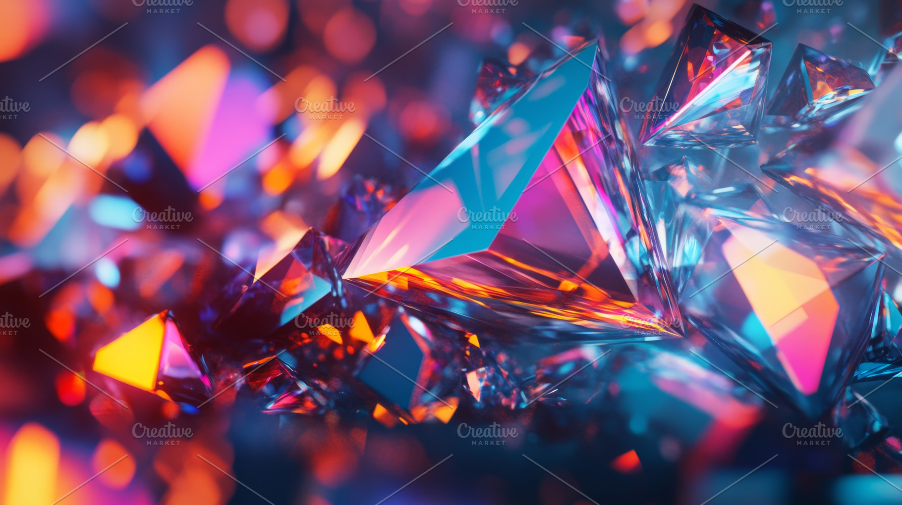 Abstract Glass Prisms with Cool Blue and Soft Orange Reflections, an Abstract Photo by Natalia Klenova's Shop
