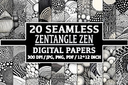 20 Seamless Zentangle Zen Patterns, a Pattern Graphic by Nordic Design (Thumbnail 1 of 9)