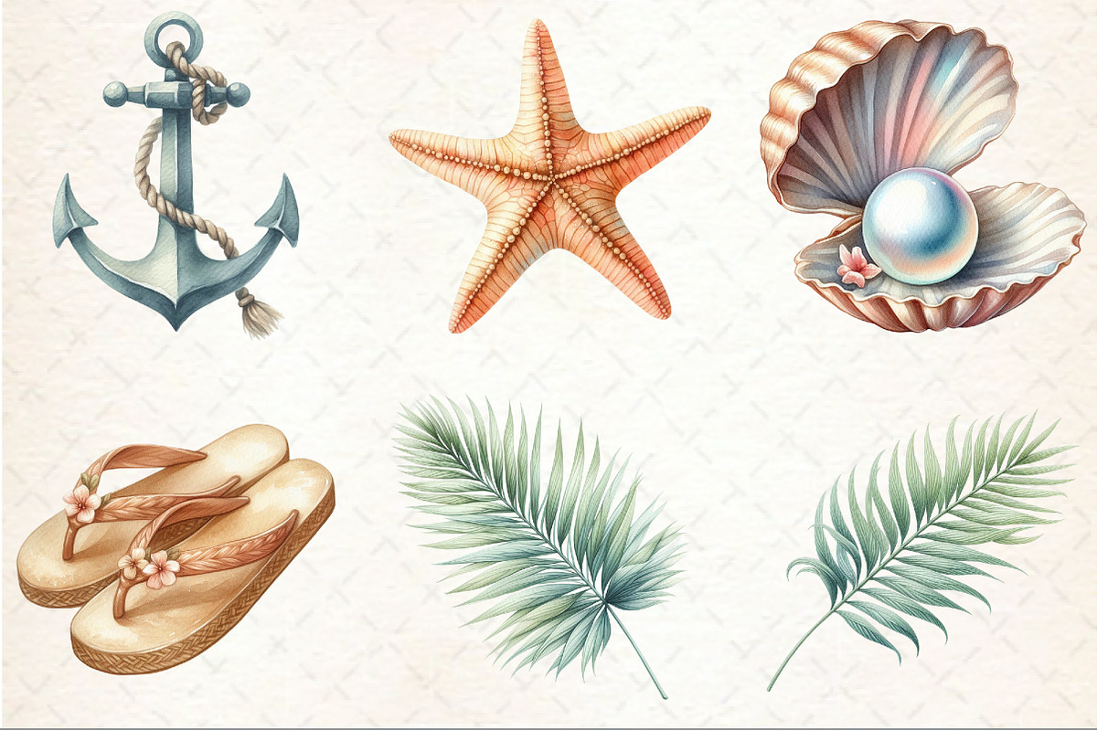 Summer Coastal Serenity Clipart, an Illustration by Rose Art (Photo 3 of 4)