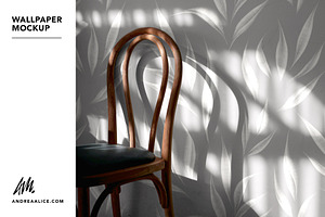 Wallpaper Mockup With Wooden Chair