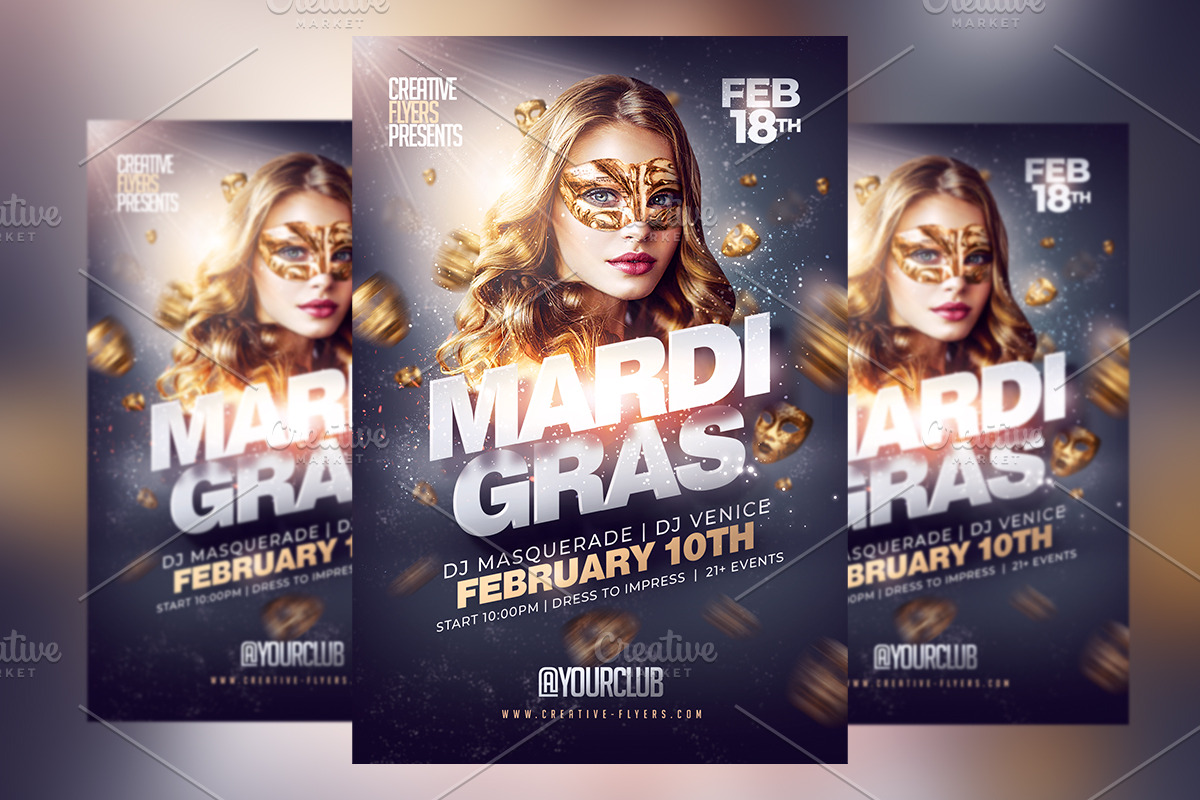 Mardi Gras Flyer Template, a Flyer Template by Rome B Creation