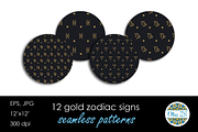 Gold Zodiac signs seamless patterns, a Pattern Graphic by Olha ZS (Thumbnail 2 of 3)