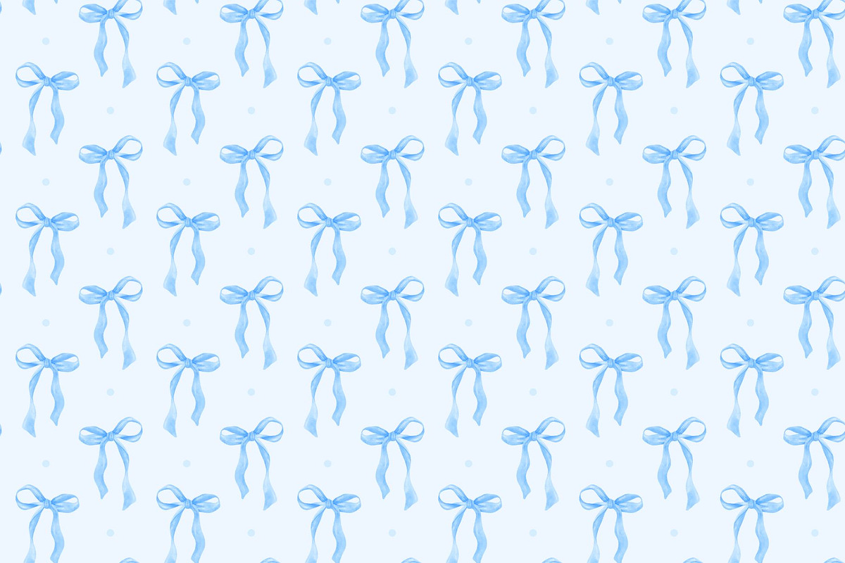 Watercolor Blue Bow Seamless Pattern, an Illustration by Stellalunarts (Photo 2 of 4)