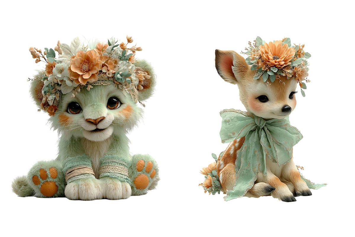 Spring flower animals clipart, an Illustration by SinaCreation (Photo 5 of 11)