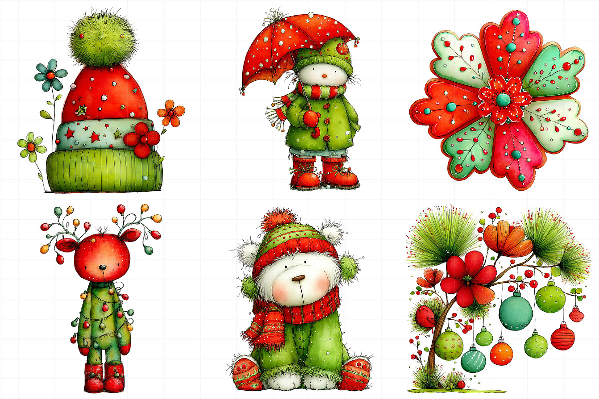 Whimsical Christmas Watercolor Clipa, an Illustration by Daily.Designs (Photo 4 of 5)