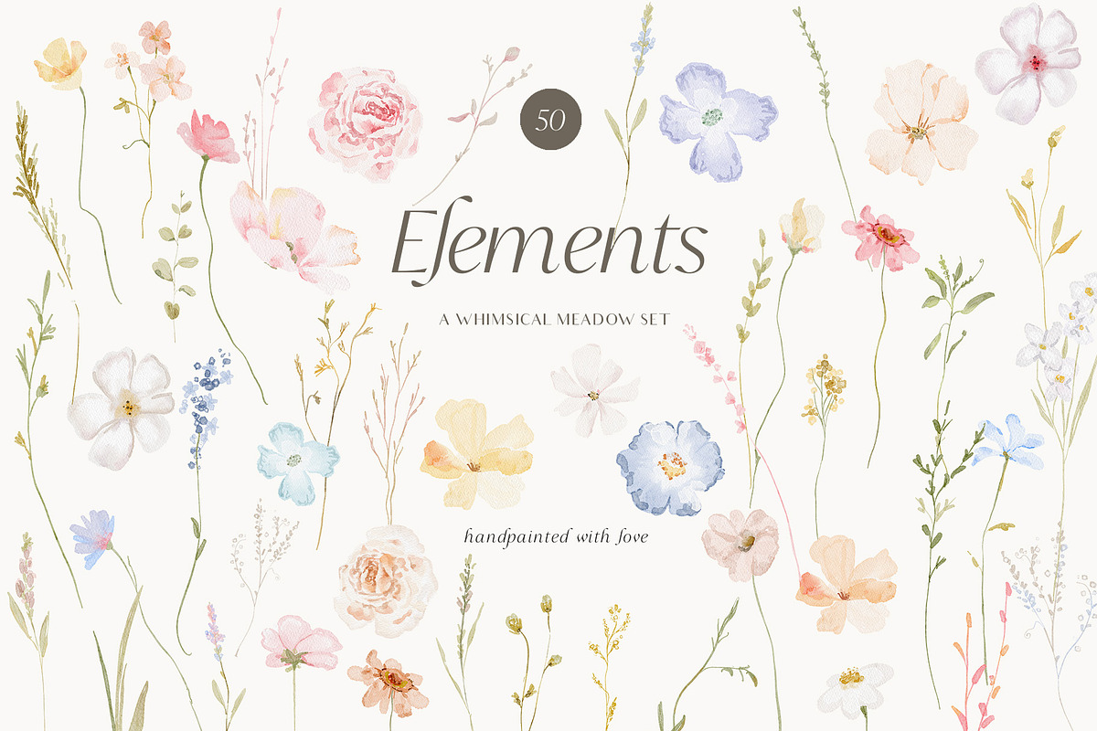 Watercolor dreamy Wildflowers Set, a Decorative Illustration by Grace Noboa Illustrations (Photo 11 of 15)