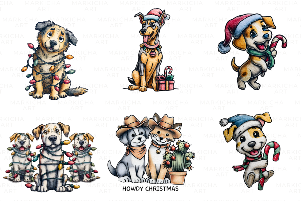 Christmas Dogs Clipart Bundle, an Illustration by Markicha Art (Photo 3 of 7)