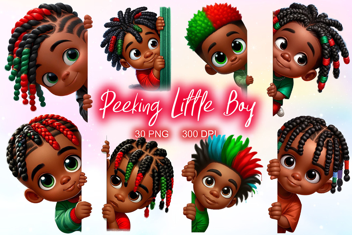Peeking African American Little Boy, a Work Illustration by Dream Creation (Photo 1 of 5)
