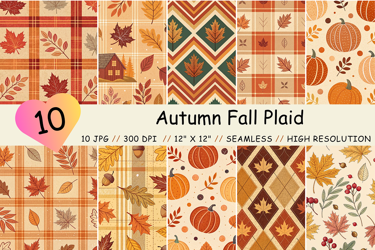 Autumn Fall Plaid Seamless Pattern, a Pattern Graphic by FloridPrintables (Photo 1 of 11)