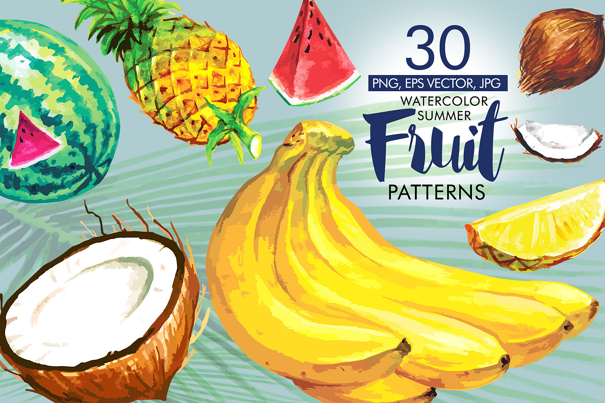 Watercolor Summer Patterns Fruits, a Pattern Graphic by Graphobia (Photo 1 of 7)