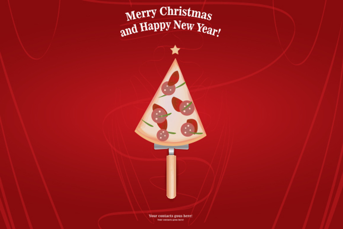 New Year and Merry Christmas Pizza, an Illustration by llassety (Photo 1 of 3)