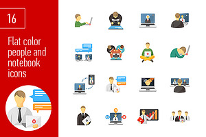 sixteen laptop and people icons