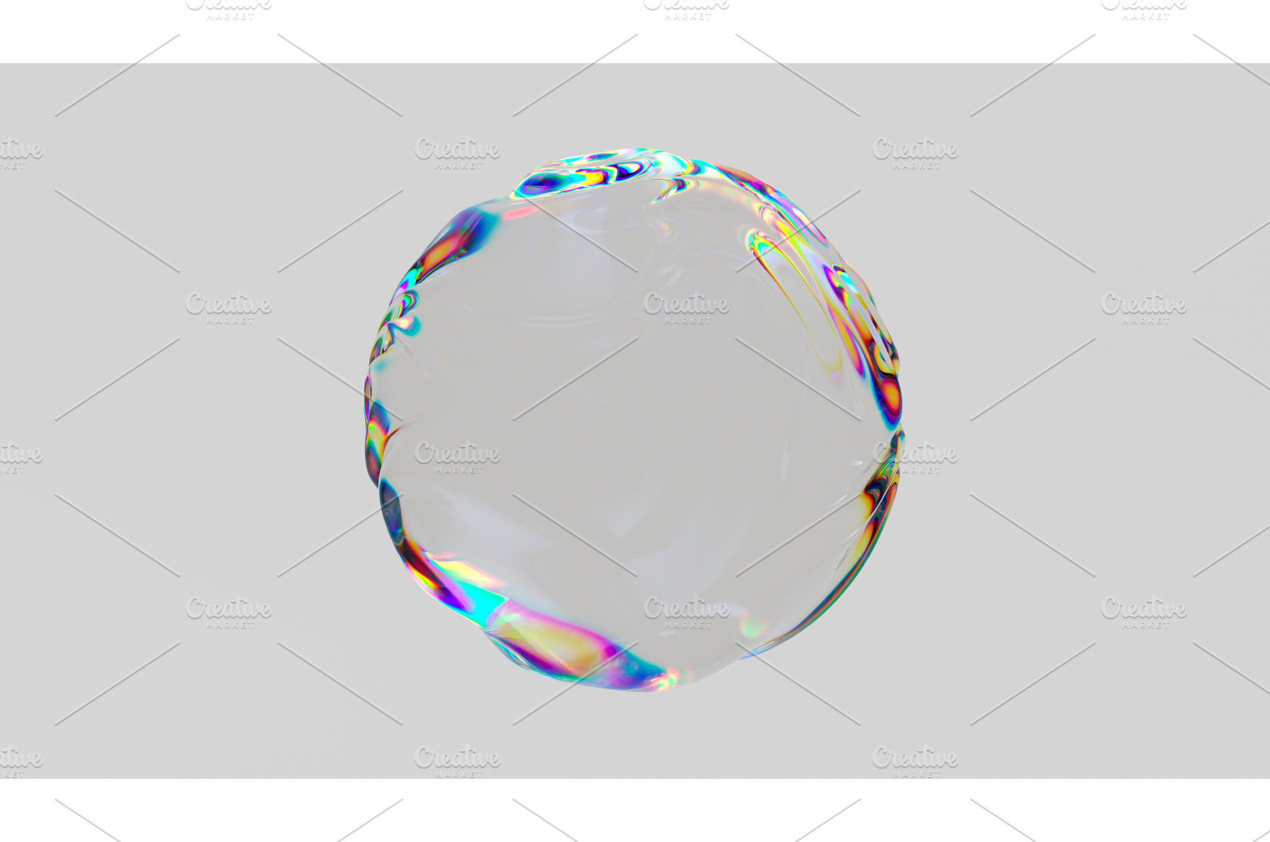 3D render iridescent glass bubble, an Abstract Photo by Liudmyla Matviiets
