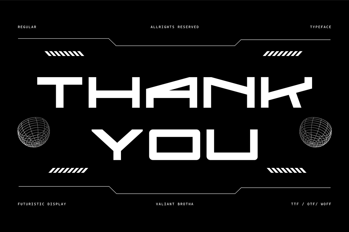 VB ZoaNt - Futuristic Display Font, a Sans Serif Font by VALIANTBROTHA (Photo 11 of 11)