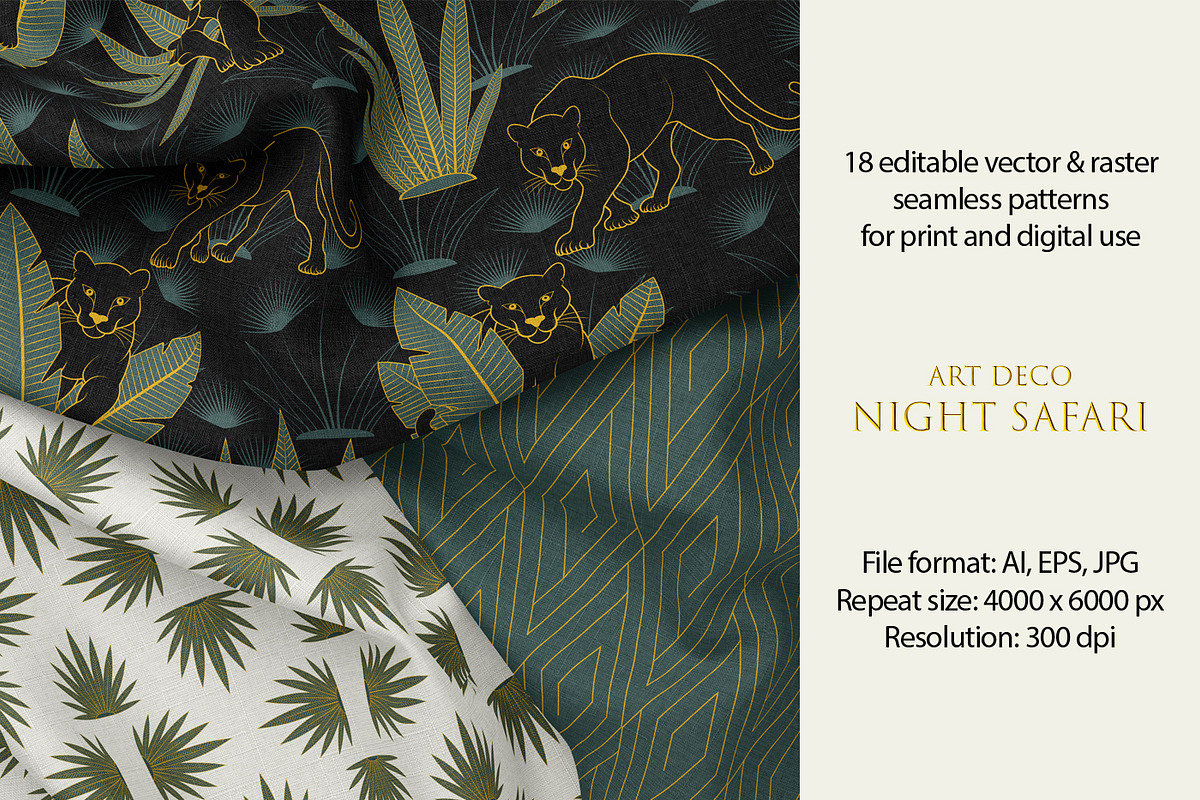 Art Deco Night Seamless Patterns, a Pattern Graphic by Svetlana Lerie (Photo 3 of 9)