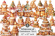 Whimsical Christmas Tree Clipart, an Illustration by DreamArtGraphic (Thumbnail 1 of 5)