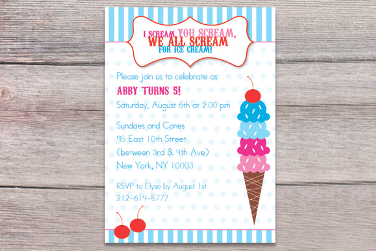 Ice cream invitation, an Invitation Template by Claudia Petrilli Design (Photo 1 of 2)