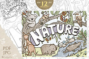 Postcards - 12 Colouring Pages, an Animal Illustration by Jen Digital Art (Thumbnail 5 of 5)