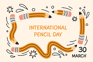 Twisted pencils frame. Flexible long, an Illustration by YummyBuum