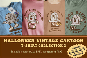 Halloween Tombstone Cartoon Vintage, an Illustration by vectstudio
