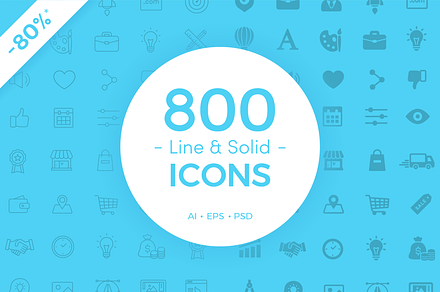 800 Line & Solid Icons, a Solid Icon by filborg