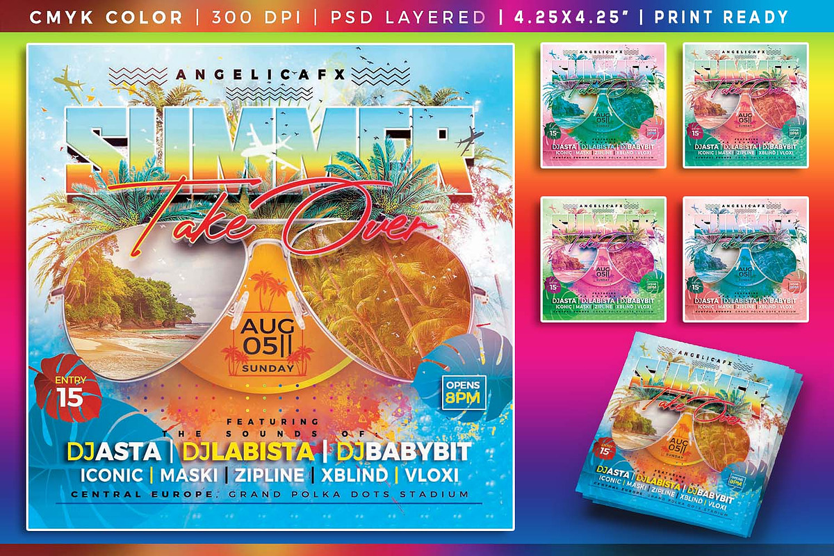 Summer Square Flyers Bundle 1, a Flyer Template by angelicafx (Photo 5 of 5)
