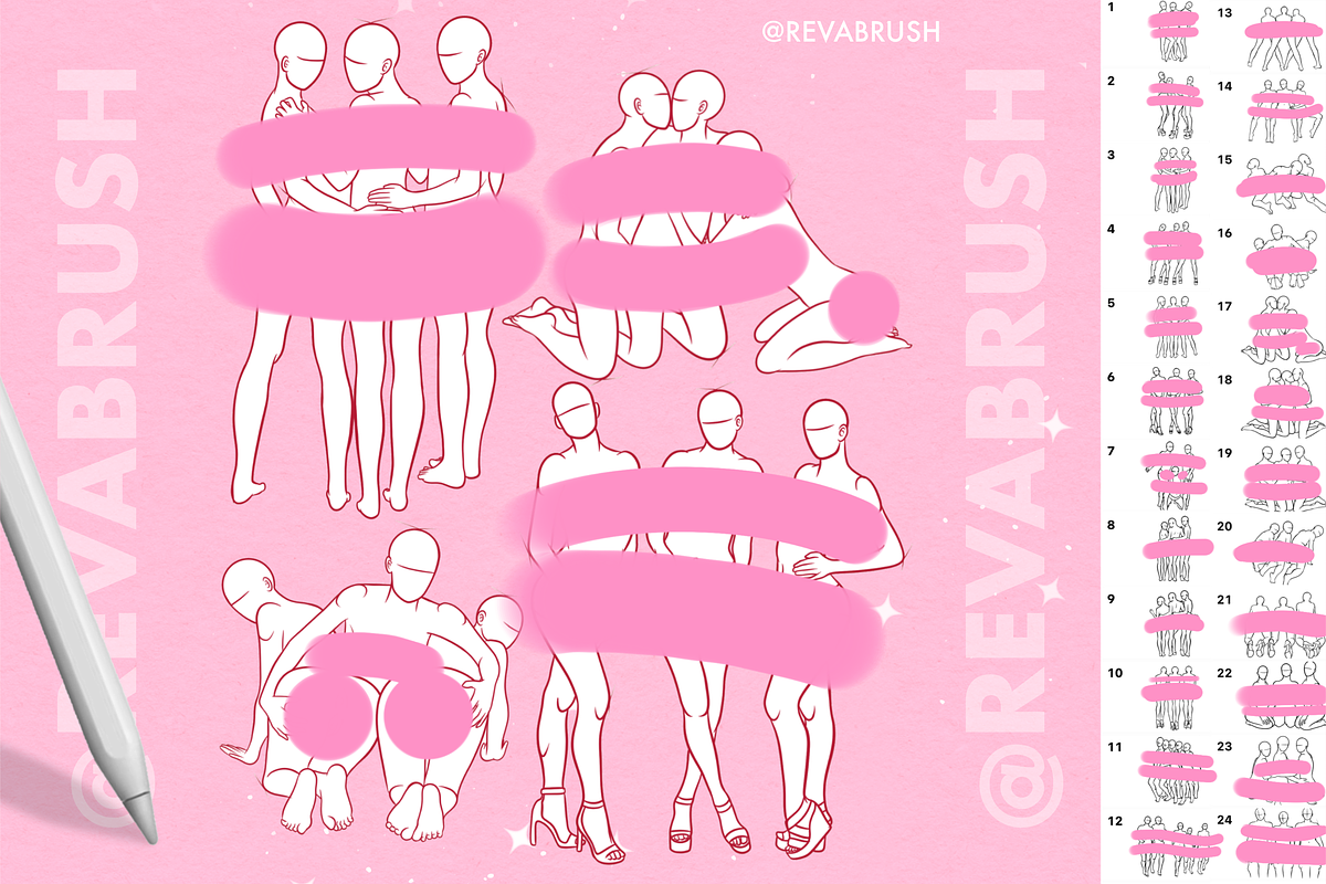 Procreate Mature Female pose brushes, a Brush Add-On by Revabrush (Photo 4 of 5)