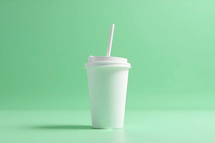 Mockup of a takeaway drink cup with, a Photo by LOGOCREATIVE