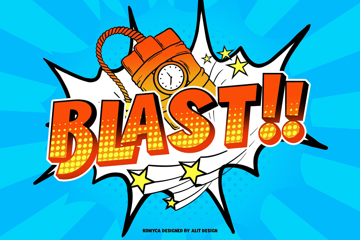 Komyca Layered Comic Typeface, a Sans Serif Font by alit design (Photo 6 of 17)
