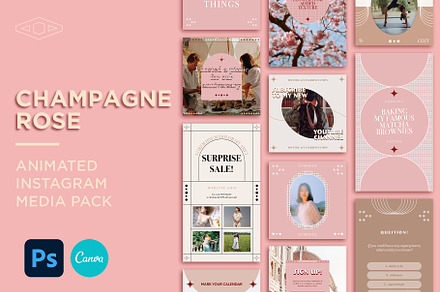 Champagne Rose IG Kit in PSD & CANVA