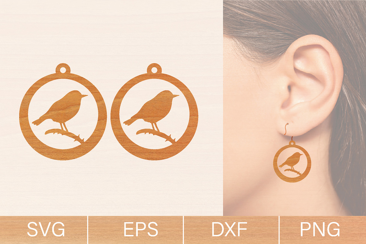 Bird Earrings Laser Cut SVG Bundle, an Object Graphic by jannatulpakhi (Photo 3 of 8)