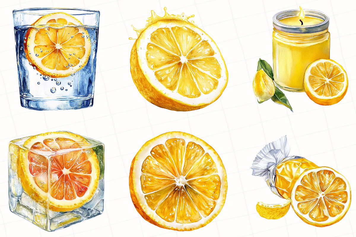 Watercolor Flavorful Lemon Clipart, an Illustration by OK Design (Photo 4 of 5)