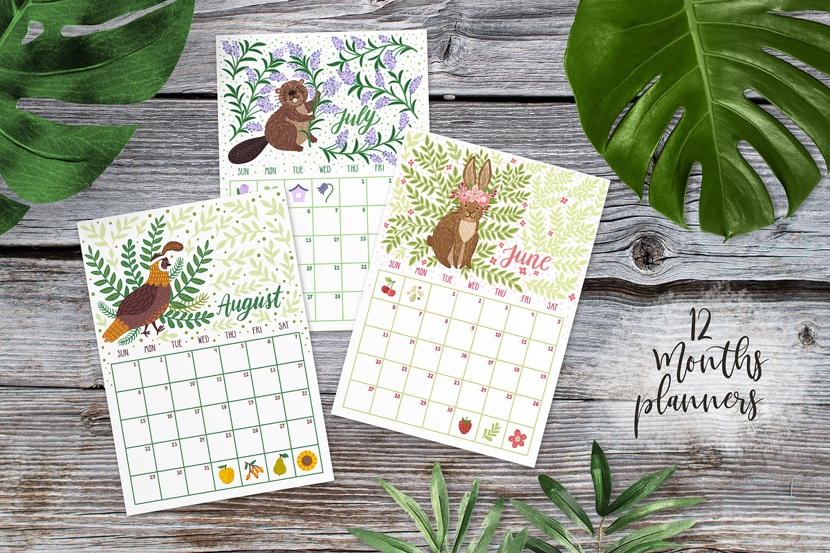 2022 calendar planner with animals, a Stationery Template by MagicForestory (Photo 3 of 8)