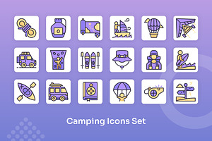 Camping Icons Set - Filled Line