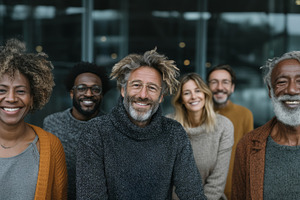 Group of smiling diverse people from different backgrounds standing together ou, a Person Photo by AS photostudio