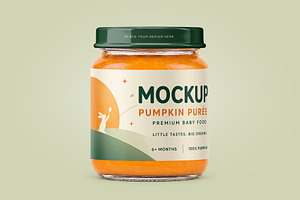 Baby Food Pumpkin Puree Jar Mockup
