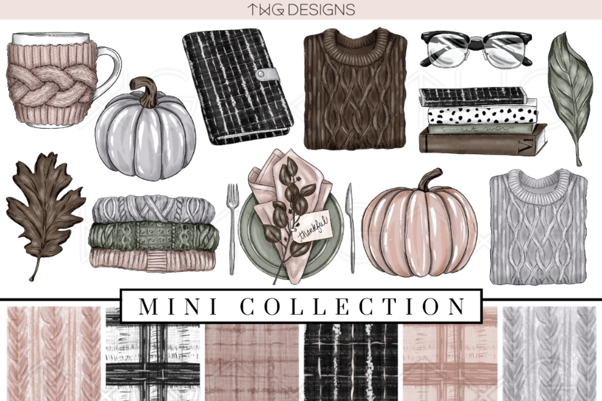 Tweed Fall Fashion Clip Art & Papers, a Texture Illustration by TWG Designs