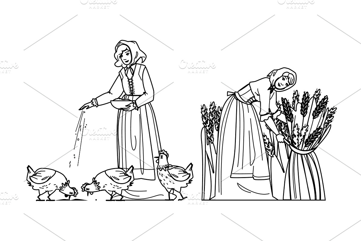 lady medieval woman vector, a Person Illustration by pikepicture