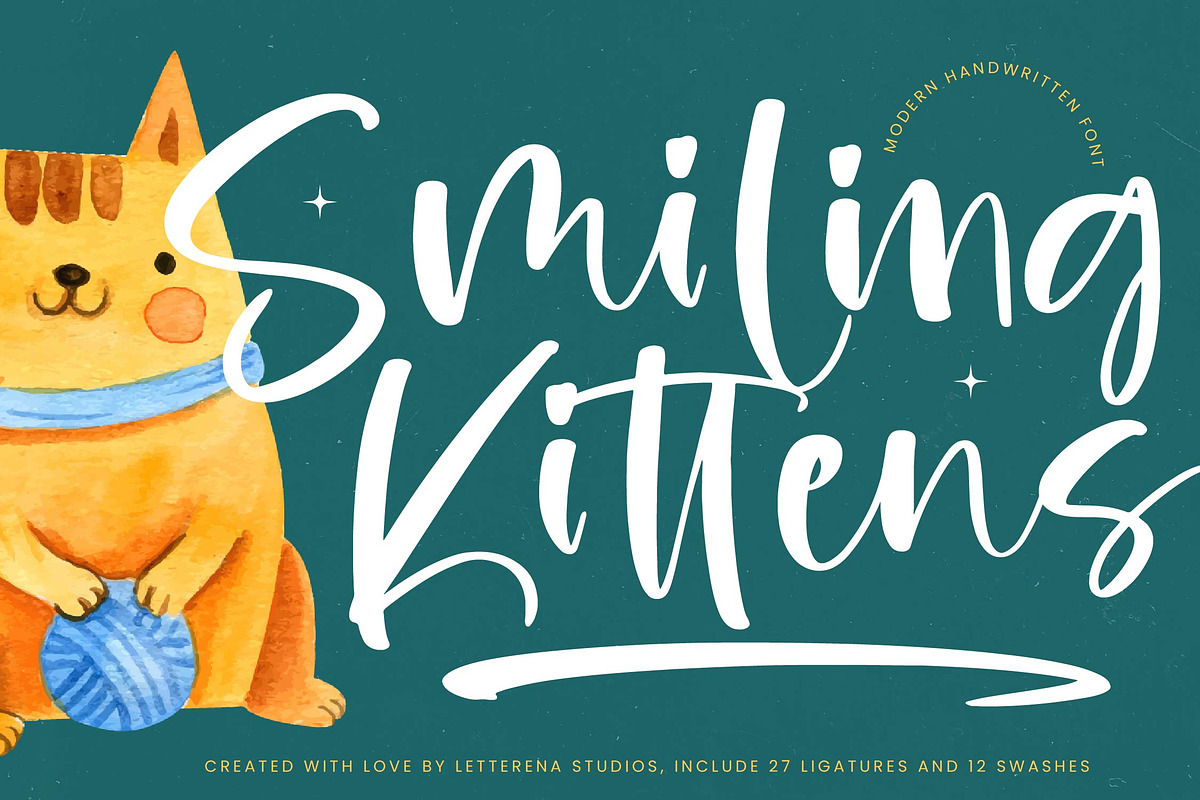Smiling Kittens Modern Handwritten, a Script Font by Letterena Studios ...