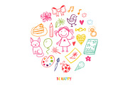 Children's drawing vector set, an Education Illustration by Hala (Thumbnail 4 of 5)