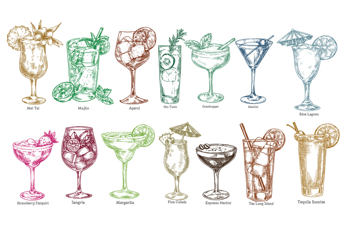 Large set of Alcoholic Cocktails, a Graphic by made by Tanya (Photo 2 of 4)