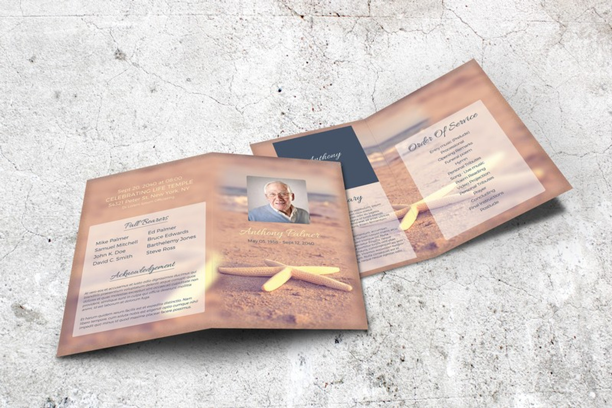 Starfish Funeral Program Template, a Brochure Template by Final Tribute (Photo 3 of 5)