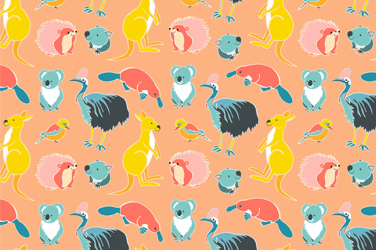 Aussie Animals Seamless Pattern, a Pattern Graphic by Painted Puffin Creative (Photo 3 of 5)