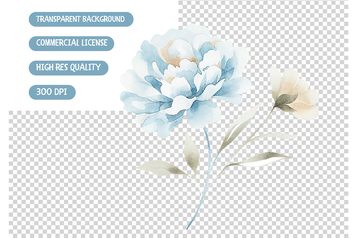 Blue Meadow Wildflower Clipart Set, an Illustration by TatiMockup (Photo 5 of 5)