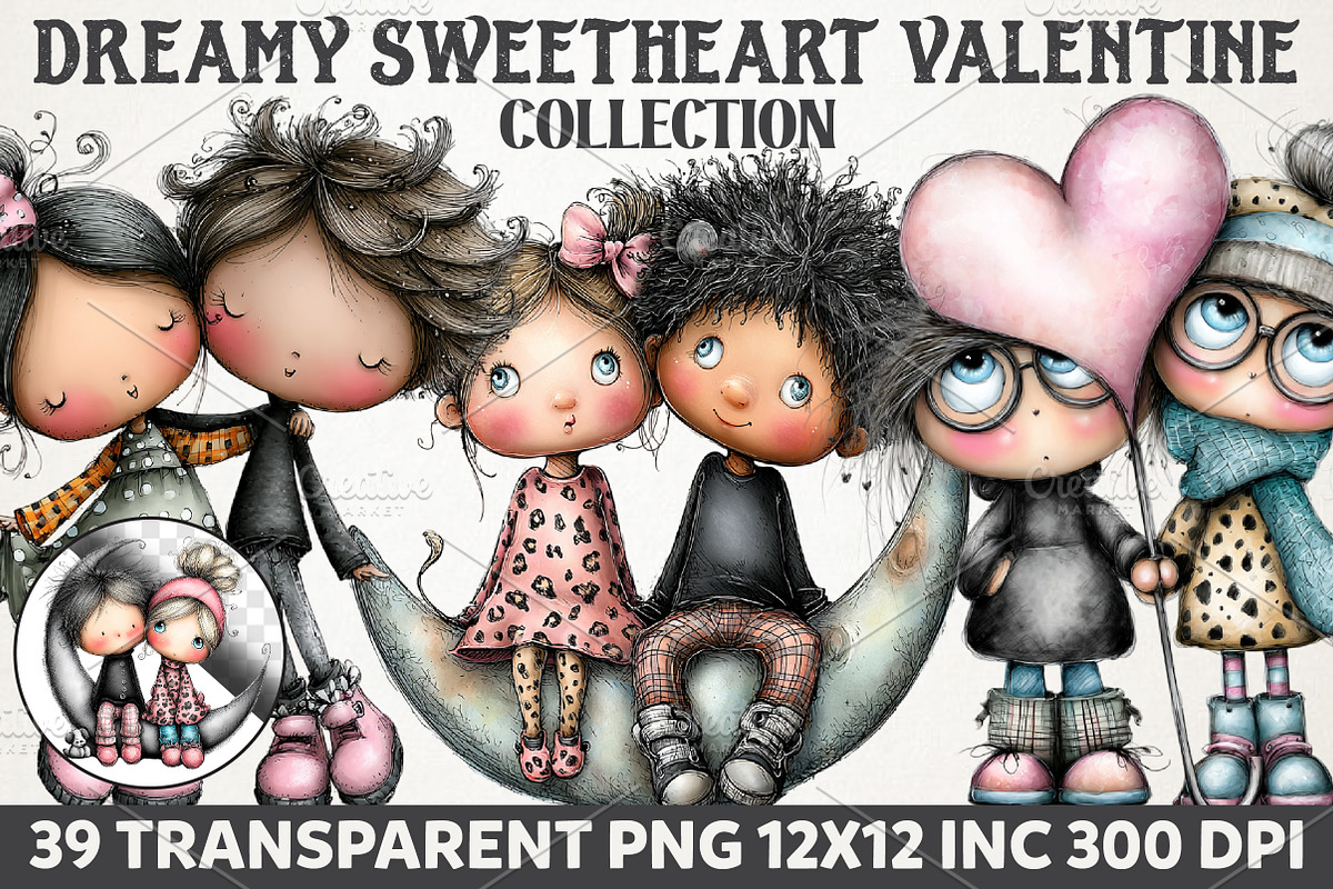 Dreamy Sweetheart Valentine Clipart, a Person Illustration by RobertsArt (Photo 1 of 7)