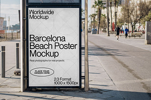 Barcelona Beach Poster Mockup