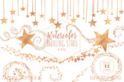 Orange Watercolor Star Clipart, an Object Illustration by ClipartBrat Graphics (Thumbnail 1 of 5)