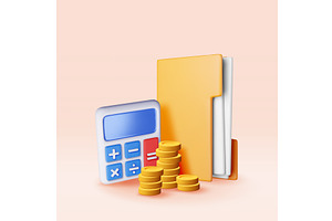 3D financial reports with money and, a Finance Illustration by Abscent