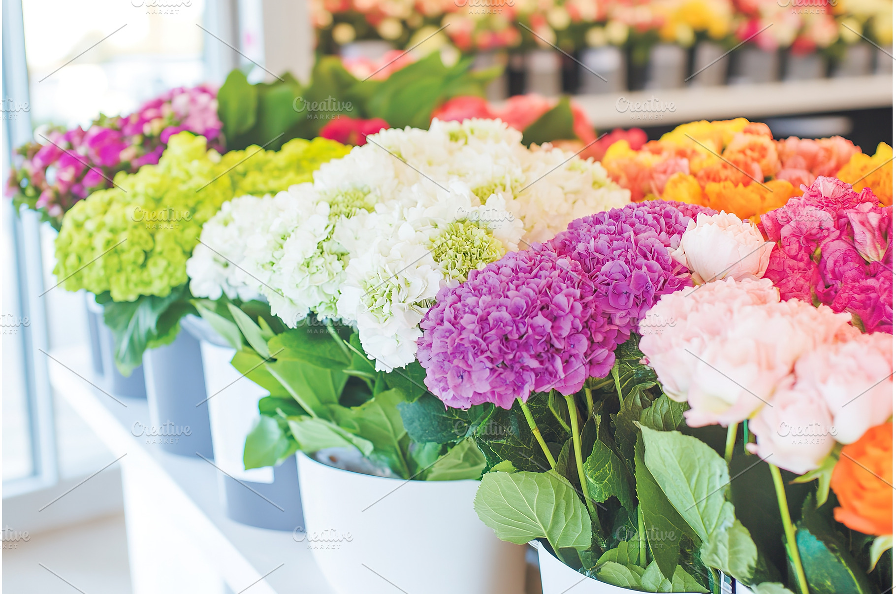 Assorted fresh blossoms arranged in, a Nature Photo by Lermont51